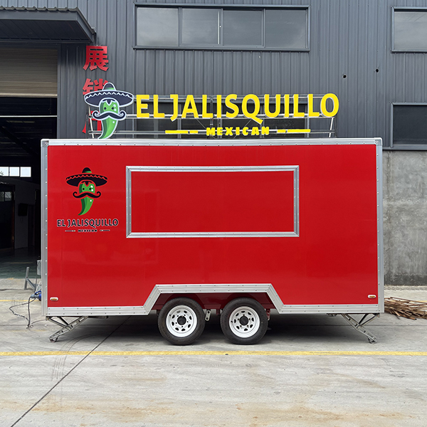 13FT RED STICKER SQUARE FOOD TRAILER WITH LED