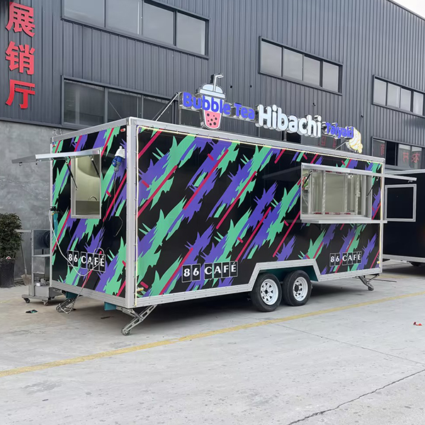 15FT Full Sticker Square Food Trailer with LED