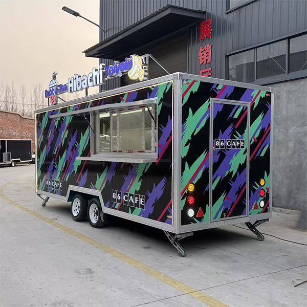 15FT Full Sticker Square Food Trailer with LED