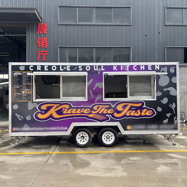 15FT PURPLE FULL STICKER DOUBLE WINDOWS SQUARE FOOD TRAILER