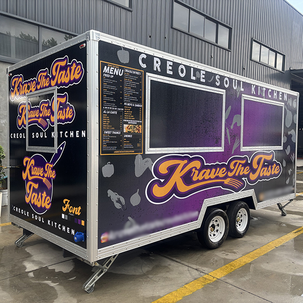 15FT PURPLE FULL STICKER DOUBLE WINDOWS SQUARE FOOD TRAILER