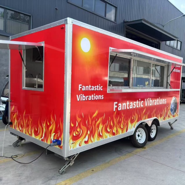 15FT Red Full Sticker Square Food Trailer