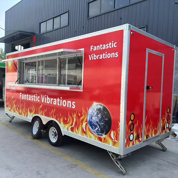 15FT Red Full Sticker Square Food Trailer