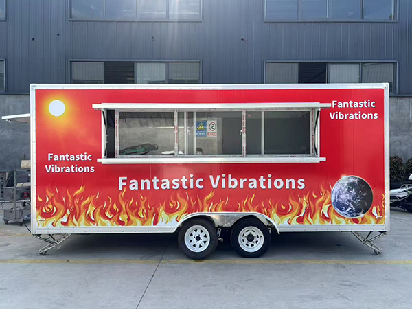 15FT Red Full Sticker Square Food Trailer