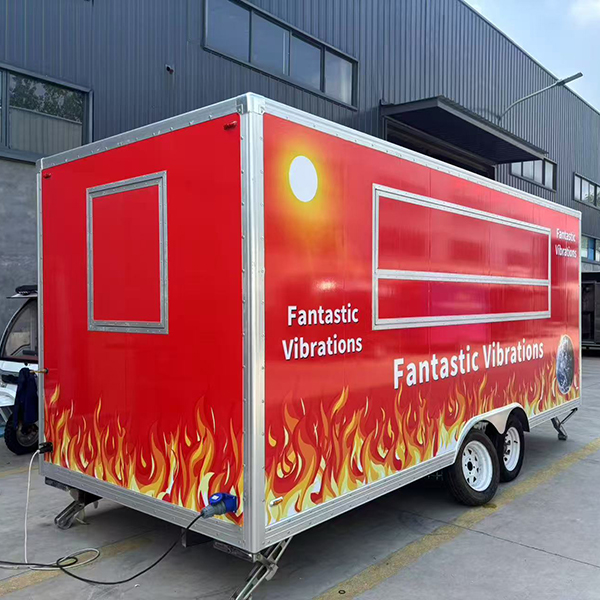 15FT Red Full Sticker Square Food Trailer