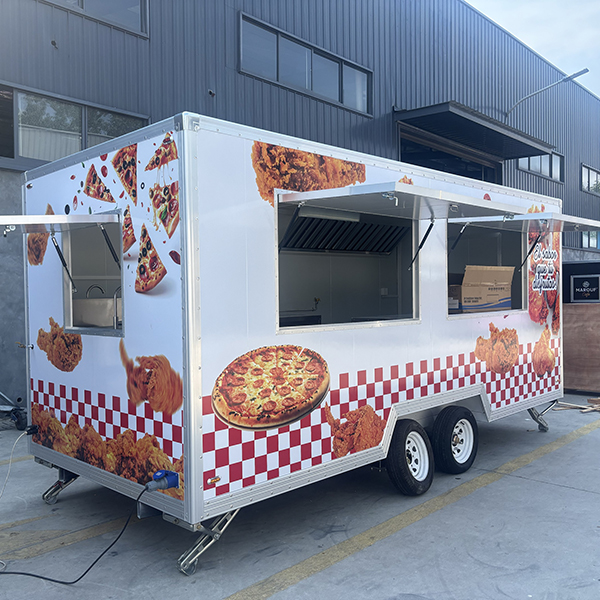 15FT White Pizza Sticker Square Food Trailer