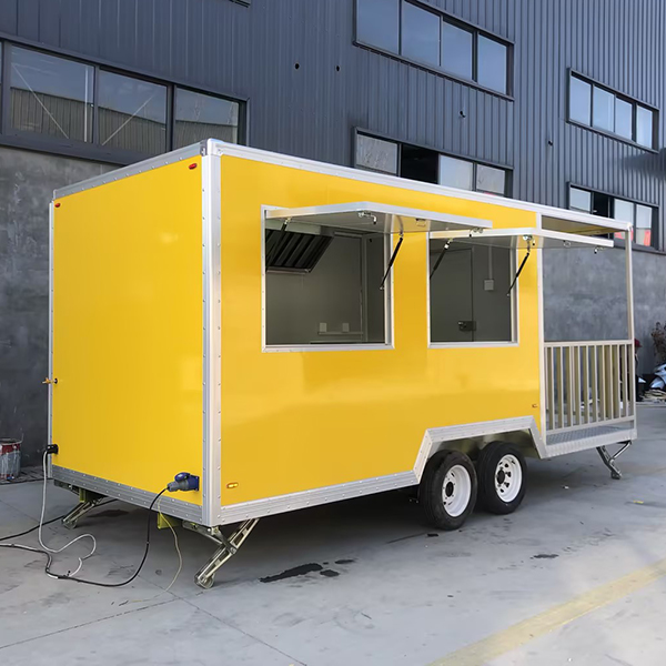 15FT Yellow Double Windows Square Food Trailer