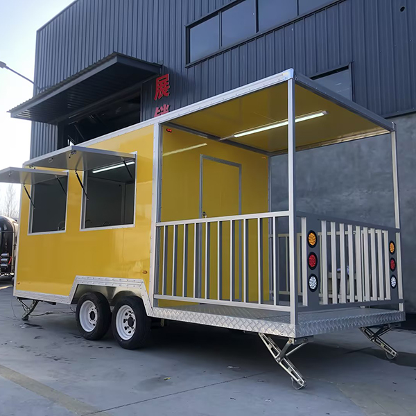 15FT Yellow Double Windows Square Food Trailer