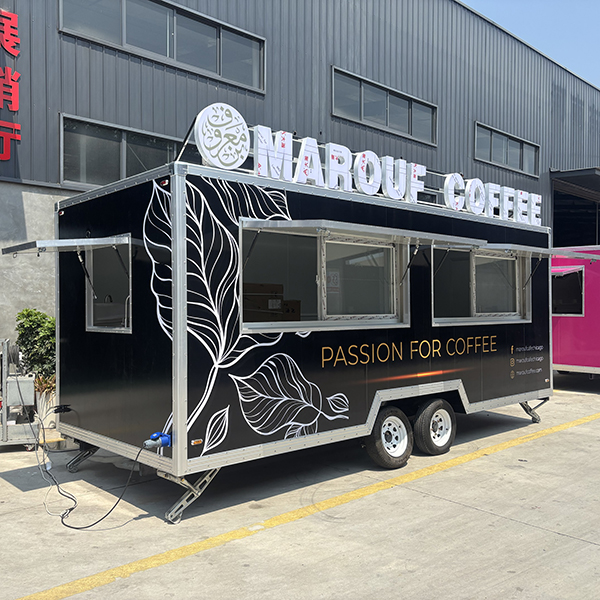 16.5FT BLACK DOUBLE WINDOWS STICKER SQUARE FOOD TRAILER
