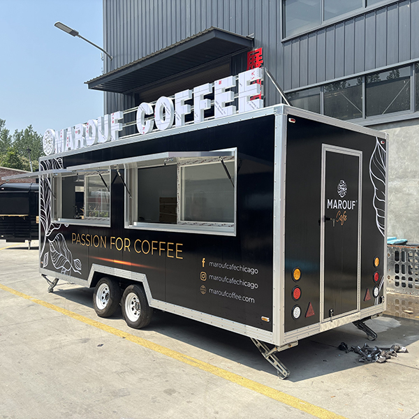 16.5FT BLACK DOUBLE WINDOWS STICKER SQUARE FOOD TRAILER