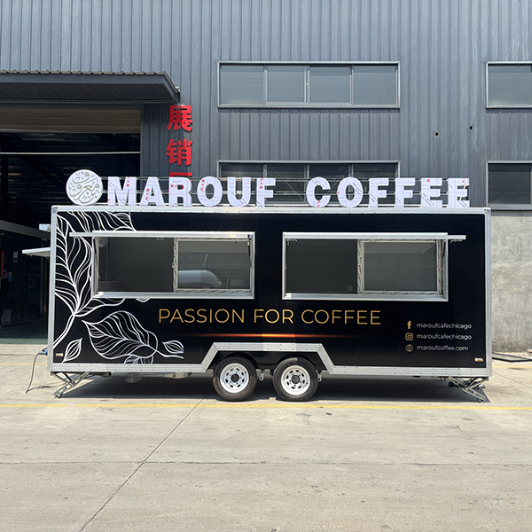 16.5FT BLACK DOUBLE WINDOWS STICKER SQUARE FOOD TRAILER