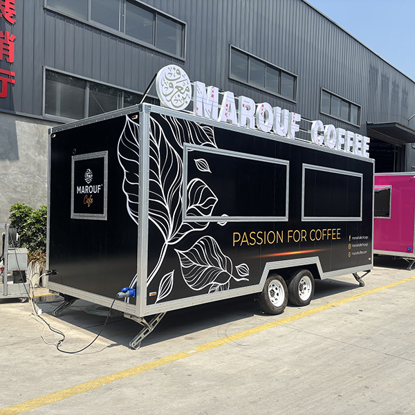 16.5FT BLACK DOUBLE WINDOWS STICKER SQUARE FOOD TRAILER