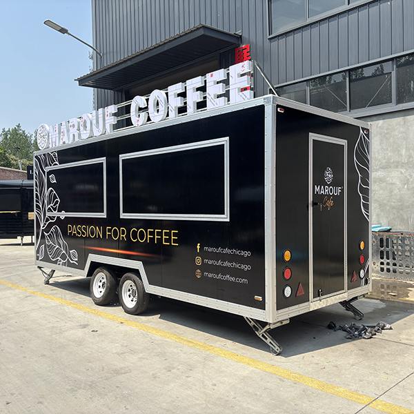 16.5FT BLACK DOUBLE WINDOWS STICKER SQUARE FOOD TRAILER