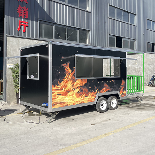 16.5FT BLACK FLAME STICKER SQUARE FOOD TRAILER
