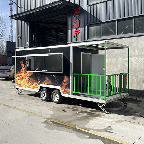 16.5FT BLACK FLAME STICKER SQUARE FOOD TRAILER