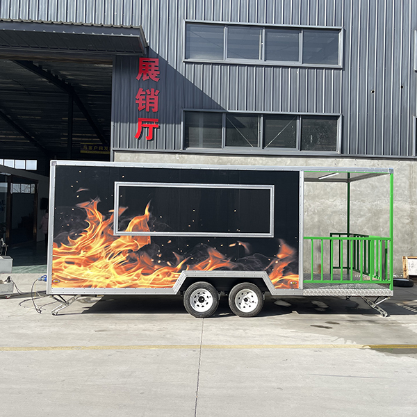 16.5FT BLACK FLAME STICKER SQUARE FOOD TRAILER