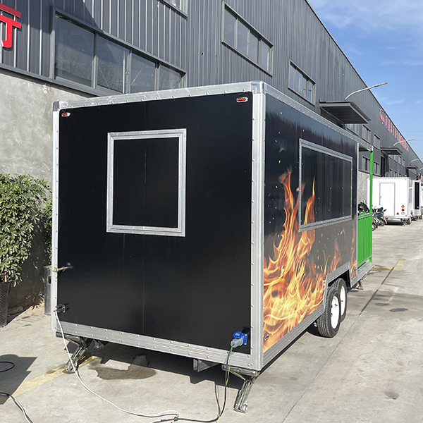 16.5FT BLACK FLAME STICKER SQUARE FOOD TRAILER