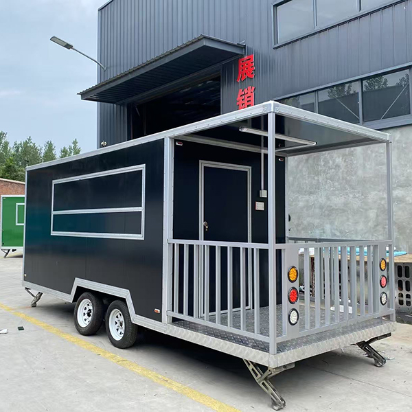 16.5FT Black Single Window Square Food Trailer with Fence