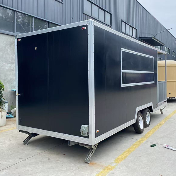 16.5FT Black Single Window Square Food Trailer with Fence