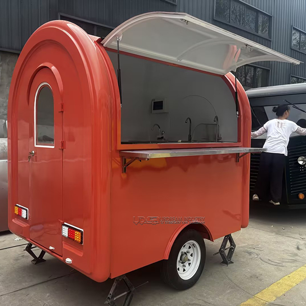 7.2FT Orange Small Round Food Trailer Compact Mobile Concession Trailer