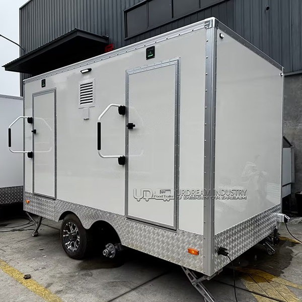 12FT 2-Station White Mobile Restroom Trailer