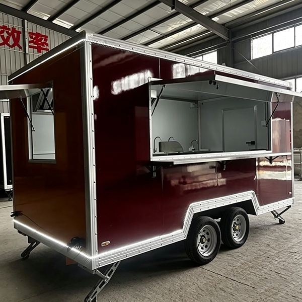 13FT Red and Orange Single Window Square Food Trailer