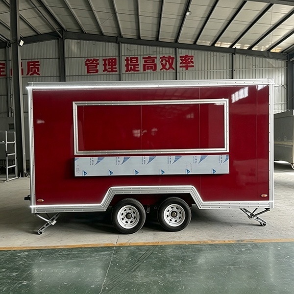 13FT Red and Orange Single Window Square Food Trailer