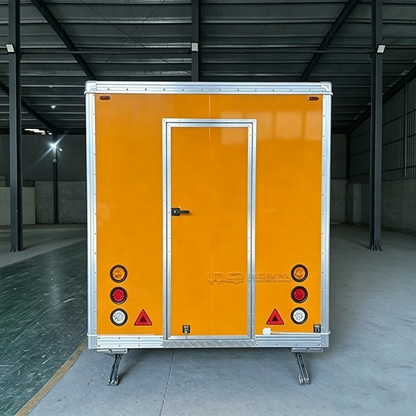 13FT Red and Orange Single Window Square Food Trailer