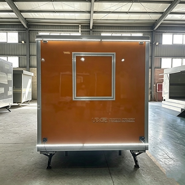 13FT Red and Orange Single Window Square Food Trailer