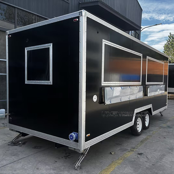 18FT Black Double Window Square Food Trailer