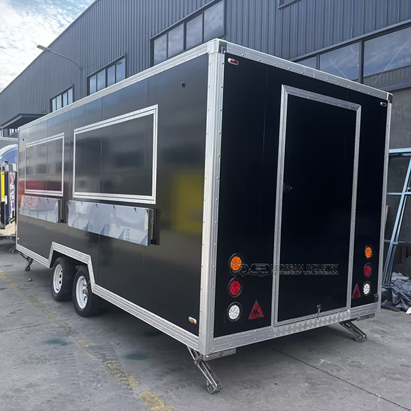 18FT Black Double Window Square Food Trailer